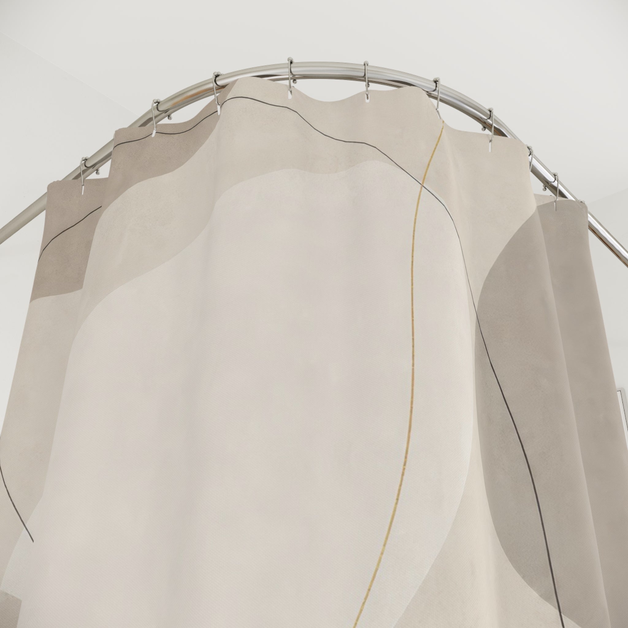 Gray Circle Abstract Beige Shower Curtain