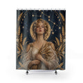 Virgo maiden with a golden wheat wreath shower curtain with full front view