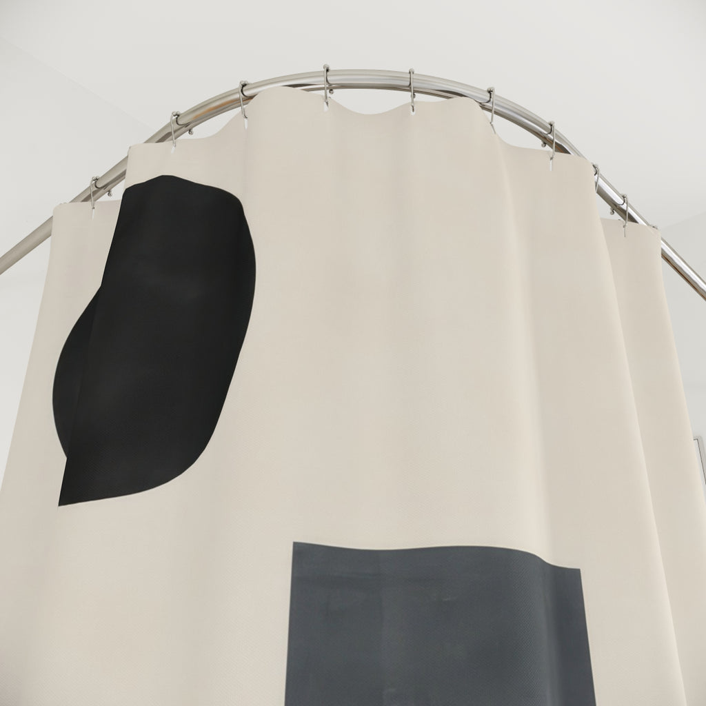 Black Mustard Circle Block Shower Curtain