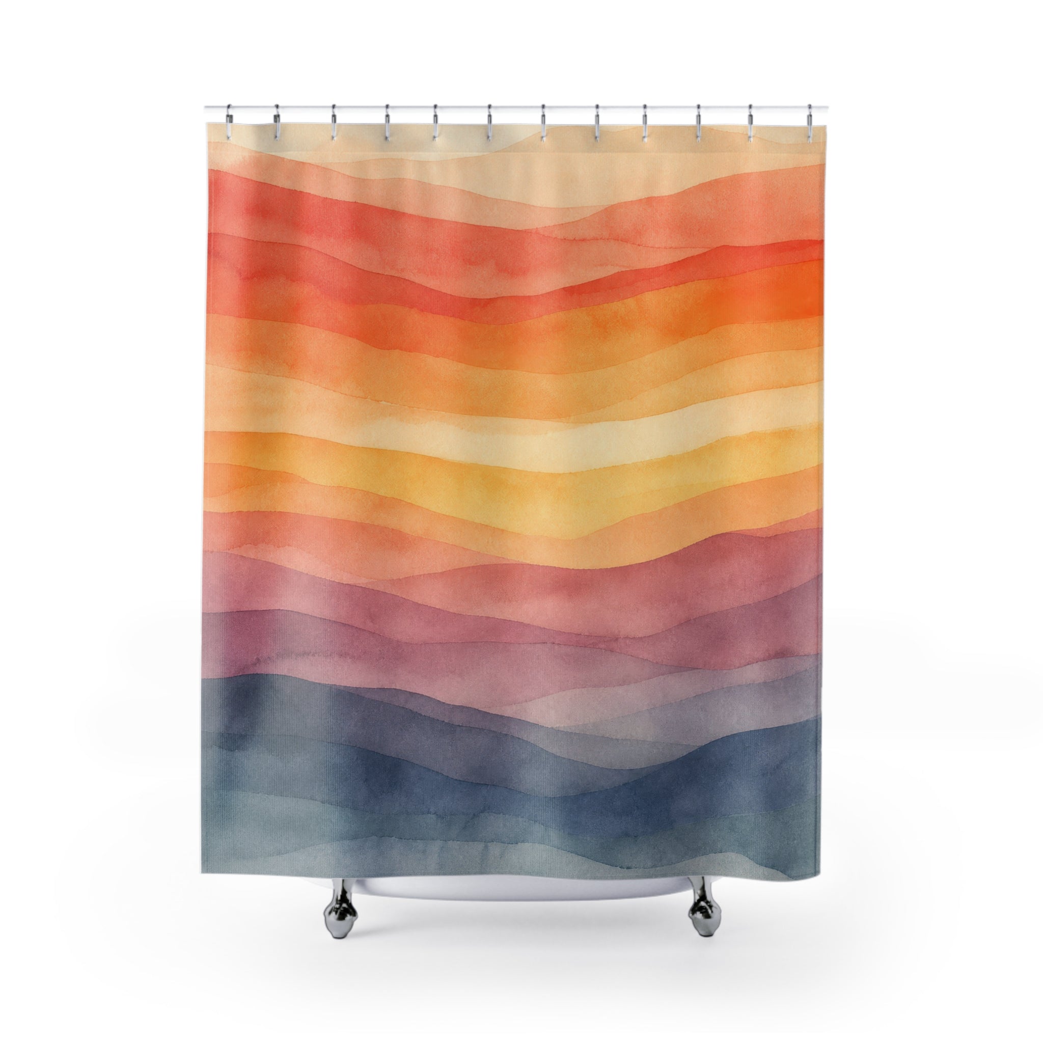 Watercolor Horizon Landscape Sunset Shower Curtain