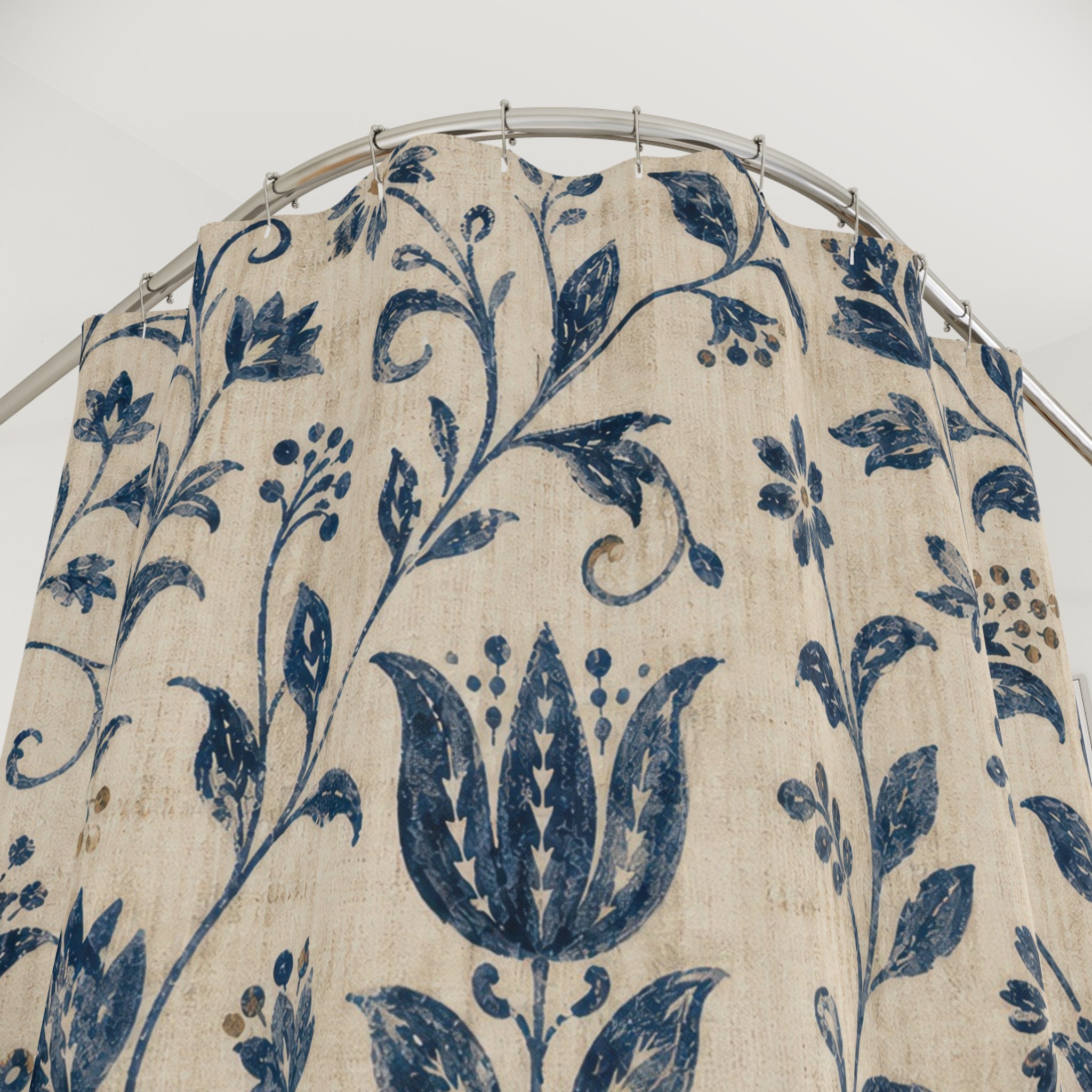 Indigo Floral Shower Curtain