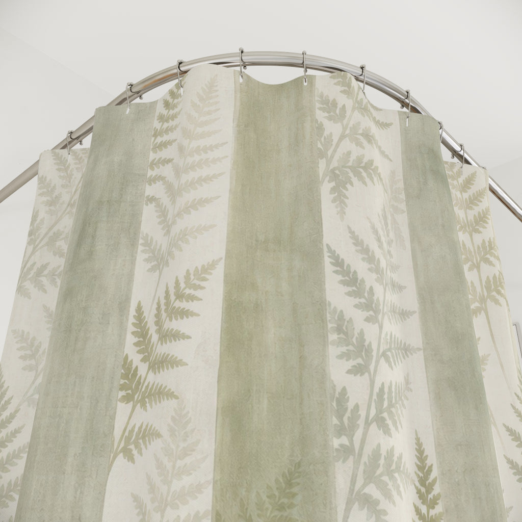 Sage Shadow Stripe Shower Curtain