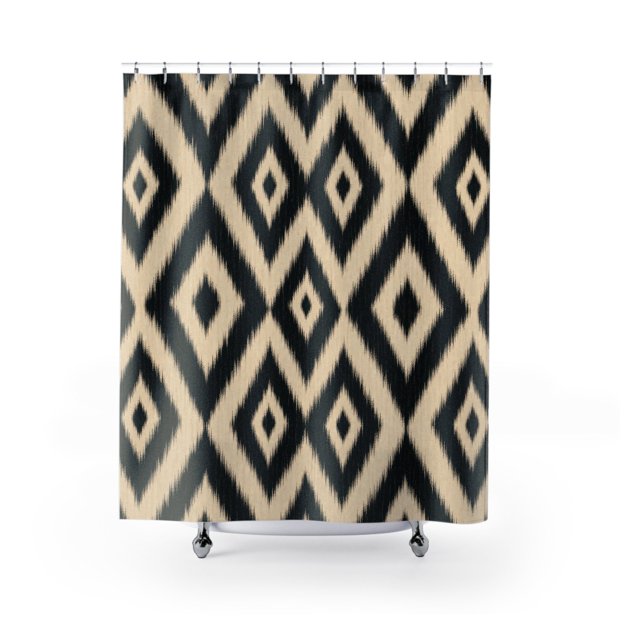 Black Cream Diamond Shower Curtain
