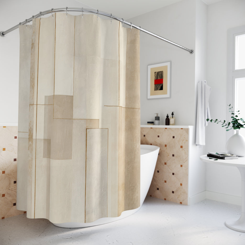 Minimalist Modern Beige Shower Curtain