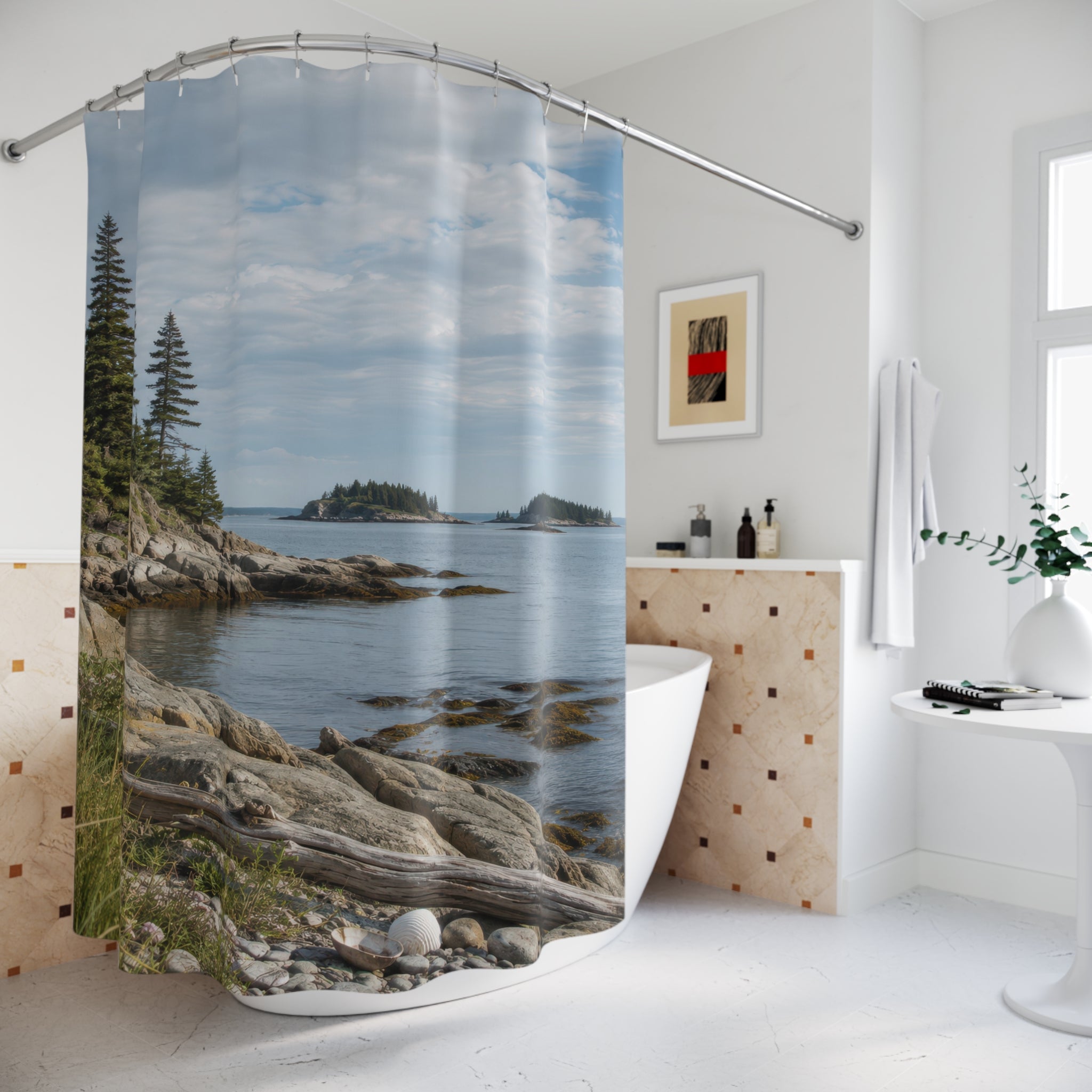 Rocky Coastal Landscape Shower Curtain