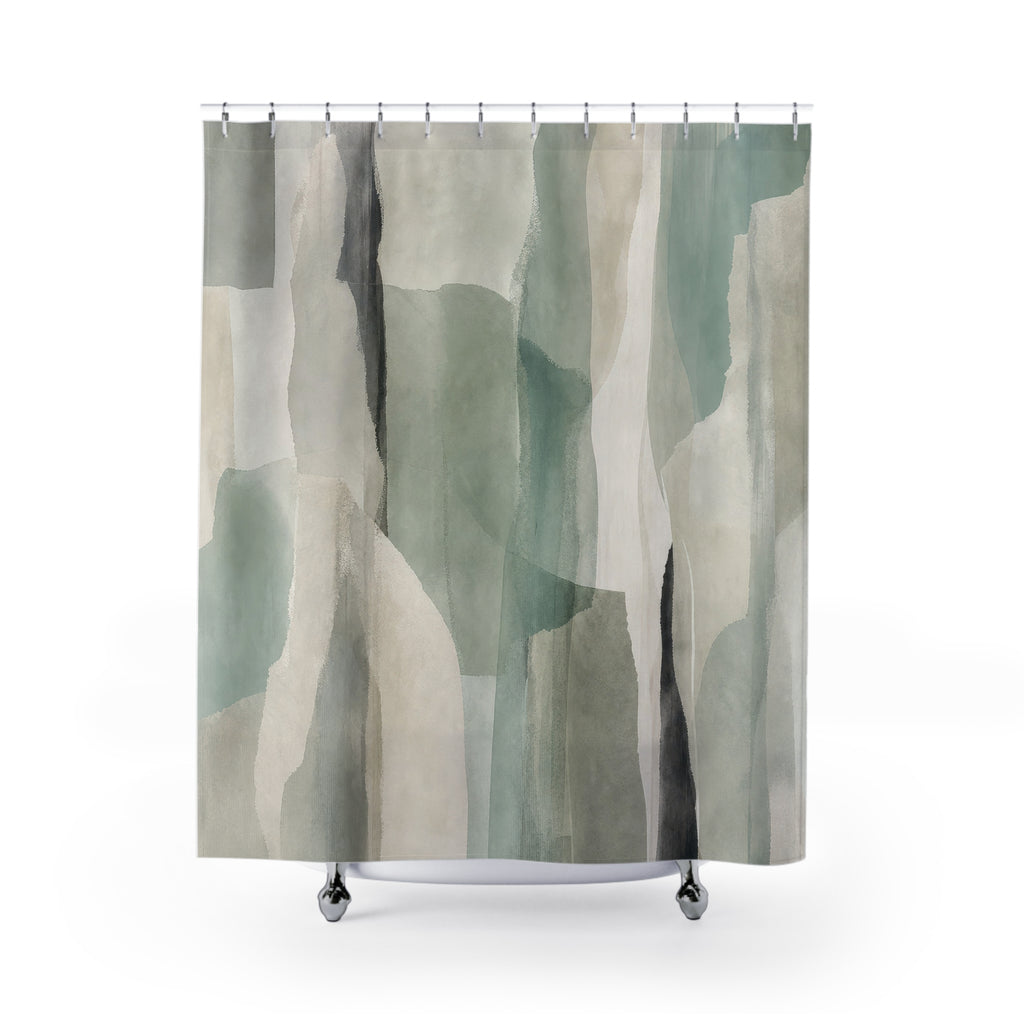 Sage Gray Watercolor Abstract Shower Curtain