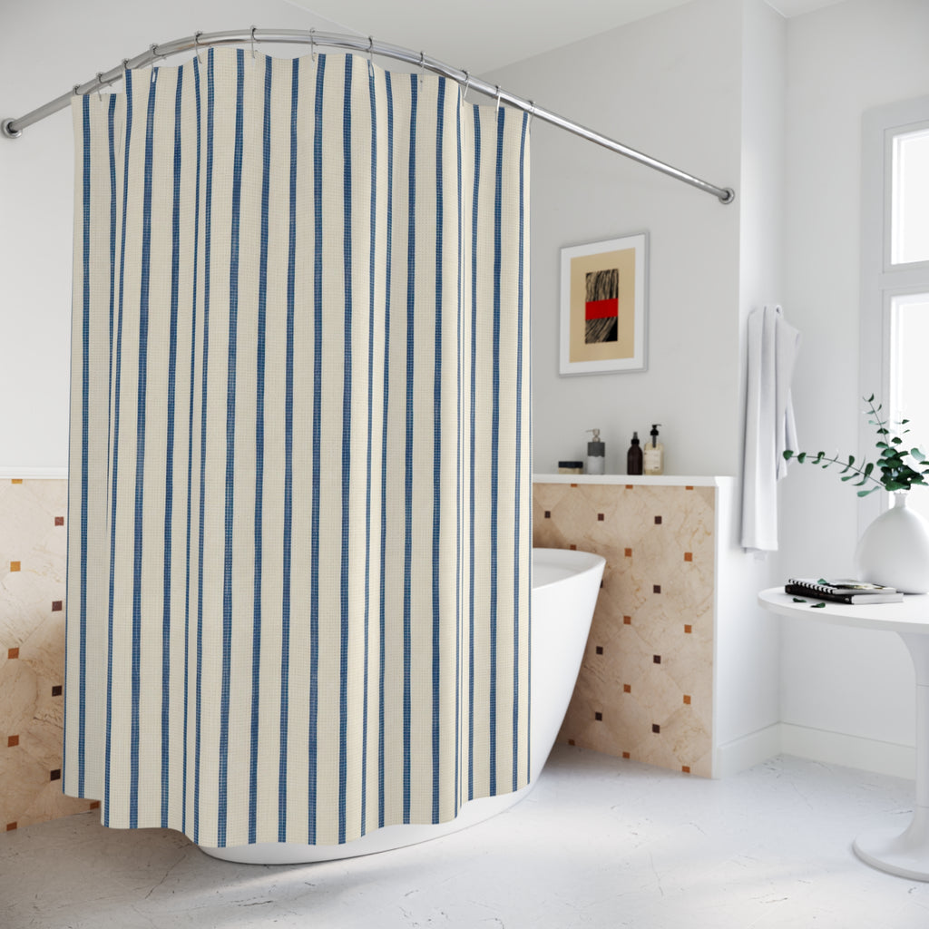 Navy Ticking Stripe Shower Curtain