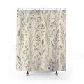 Charcoal Gray Botanical Herb Meadow Shower Curtain