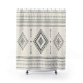 Boho Shower Curtain: Black Cream Geometric Diamond Pattern