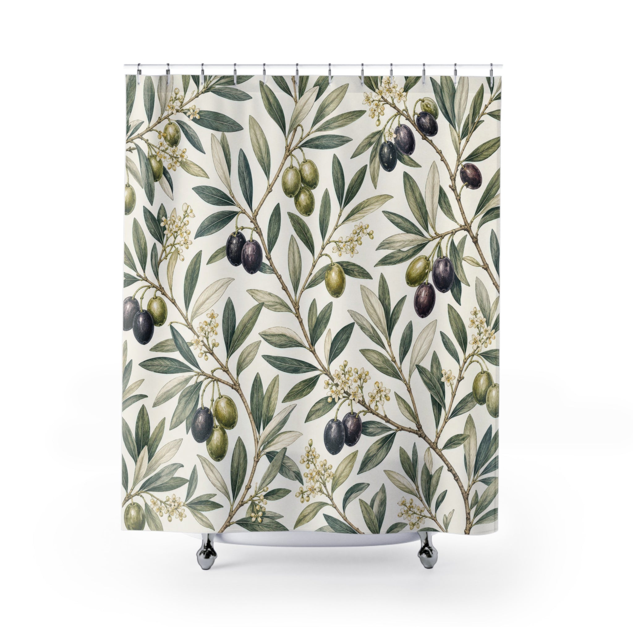 Olive Branch Botanical Plant Shower Curtain