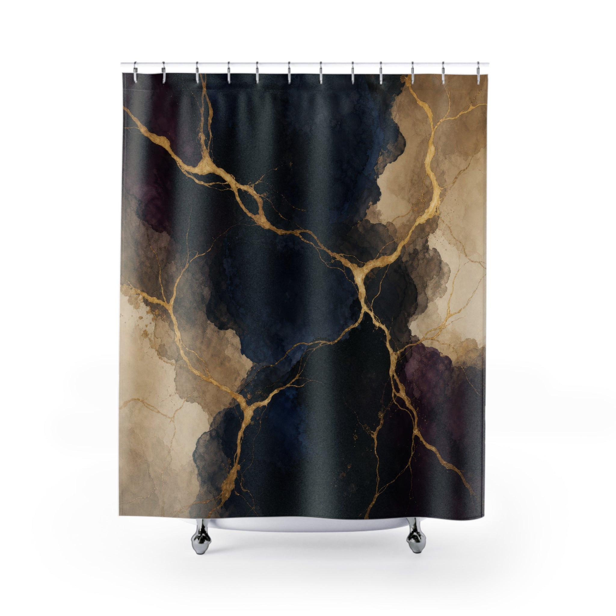 Midnight Mineral Gold Shower Curtain