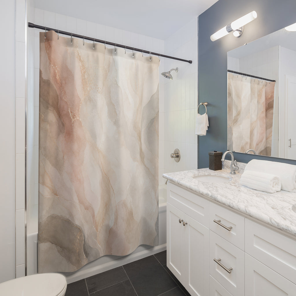 Pink and Beige Shower Curtain