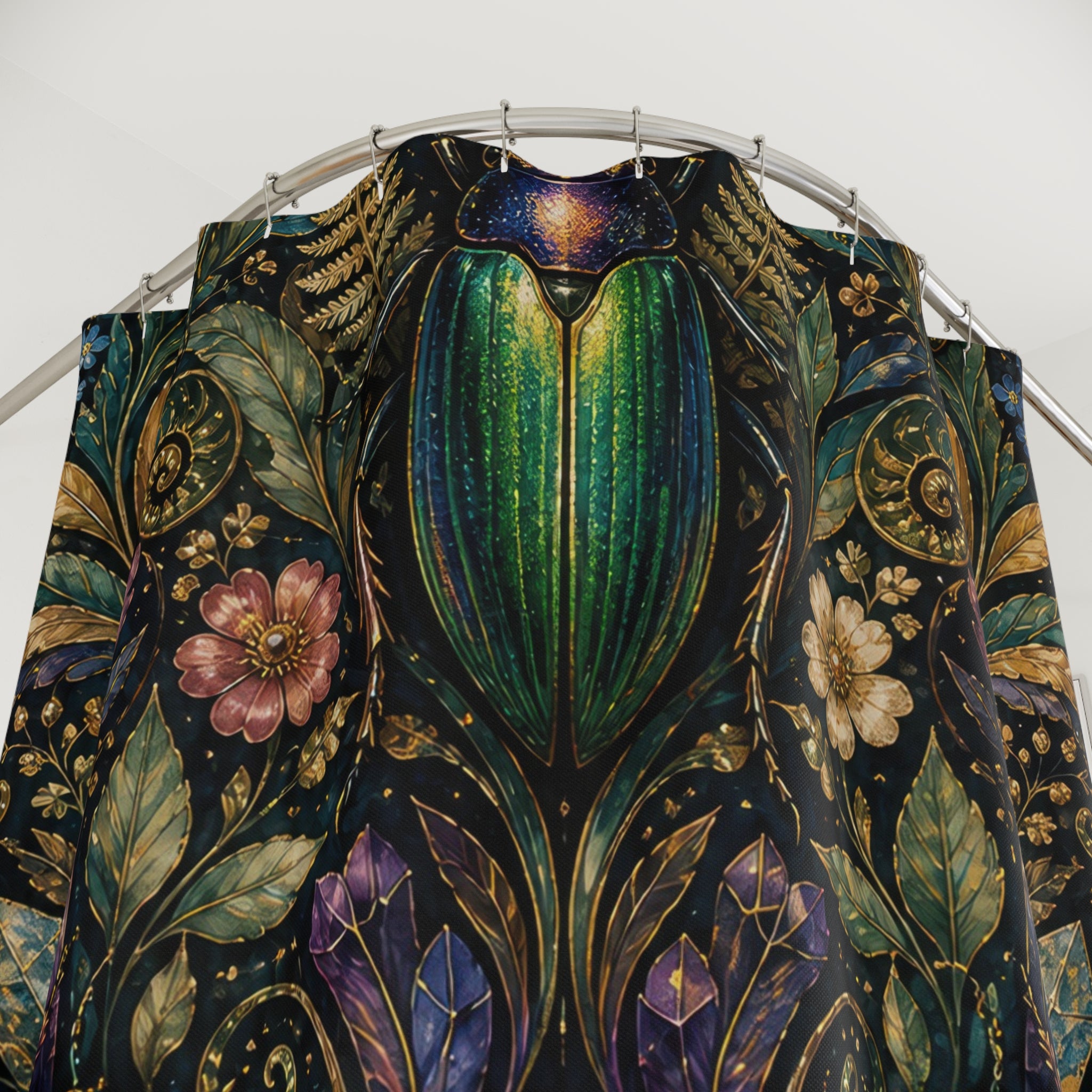 Jewel Beetle Botanica Shower Curtain
