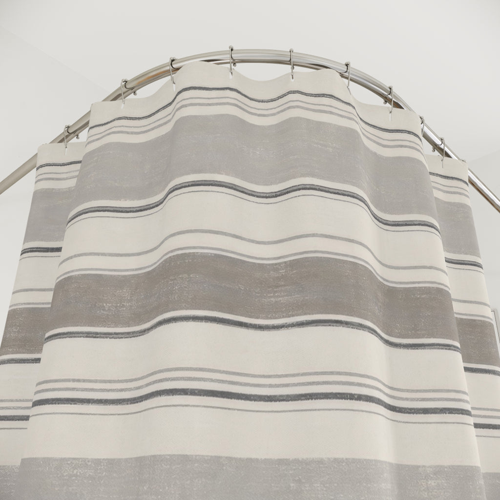 Grey Horizontal Band Shower Curtain