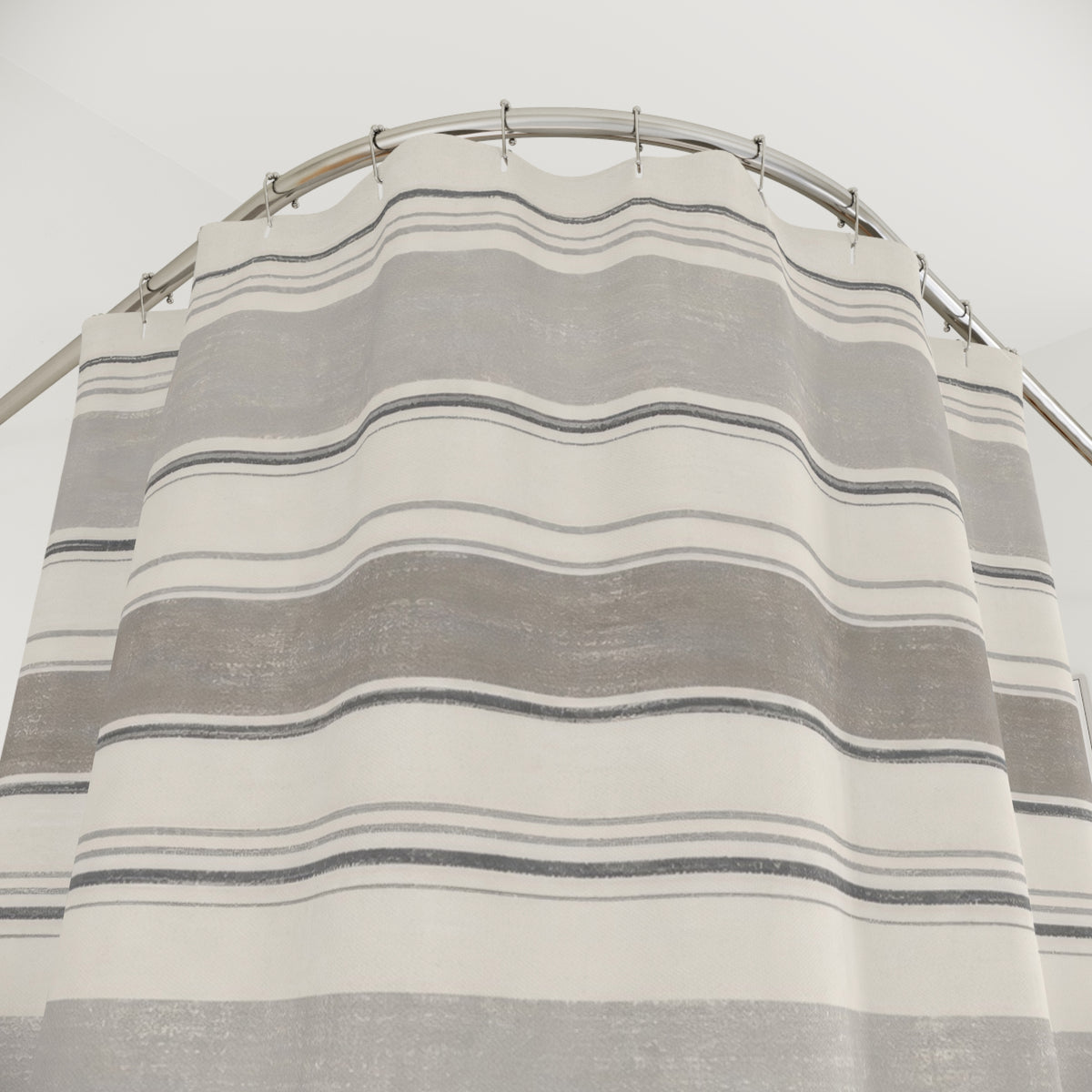 Grey Horizontal Band Shower Curtain