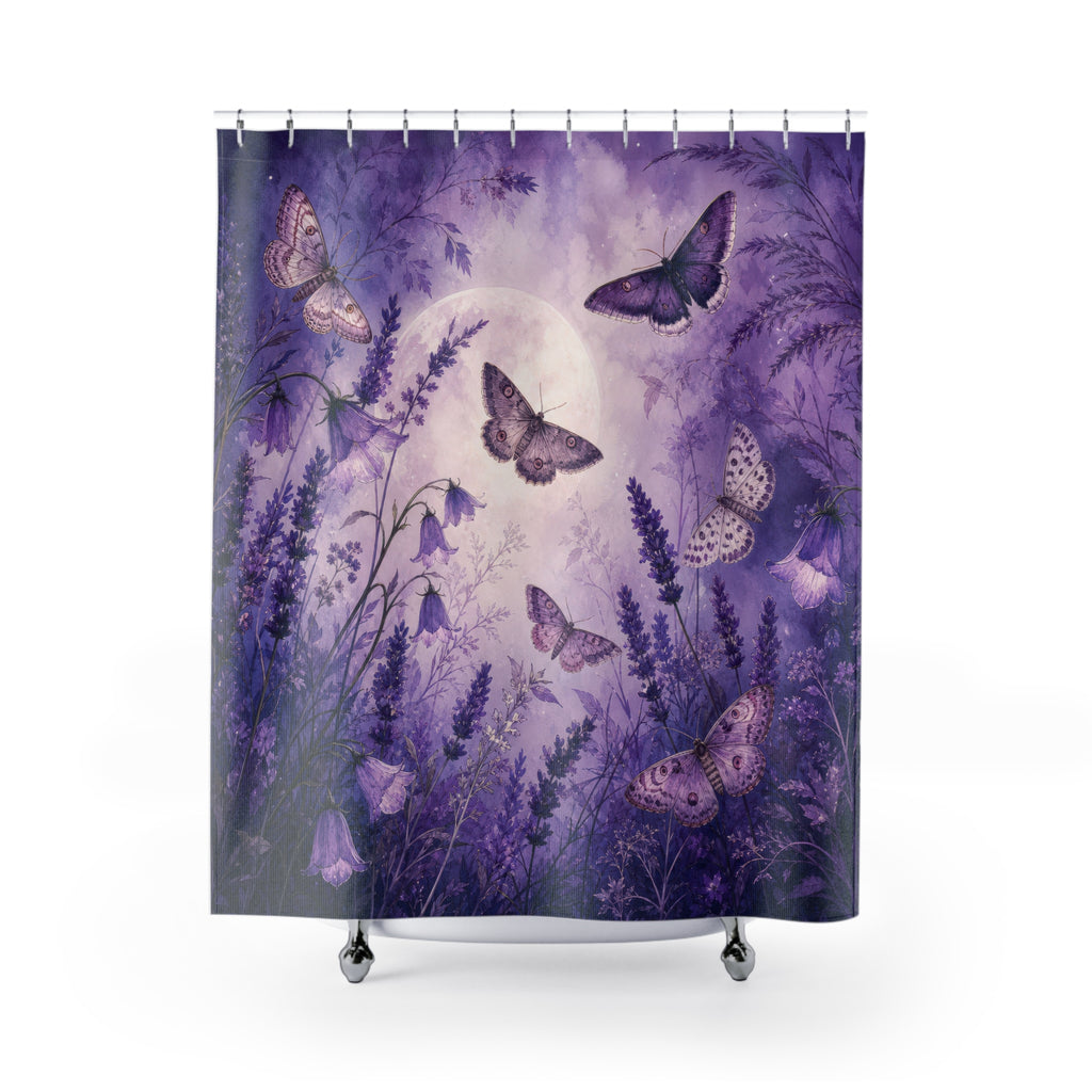 Moonlit Lavender Moth Shower Curtain