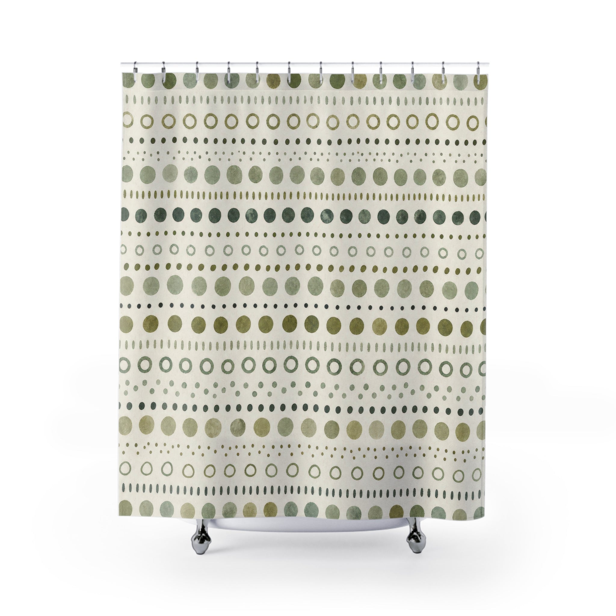 Olive Dot Stripe Shower Curtain