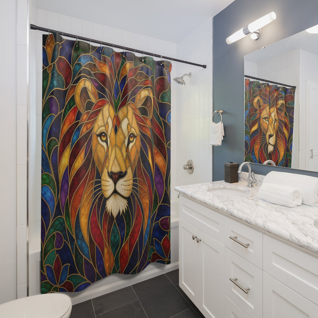 Stained Glass Lion Shower Curtain