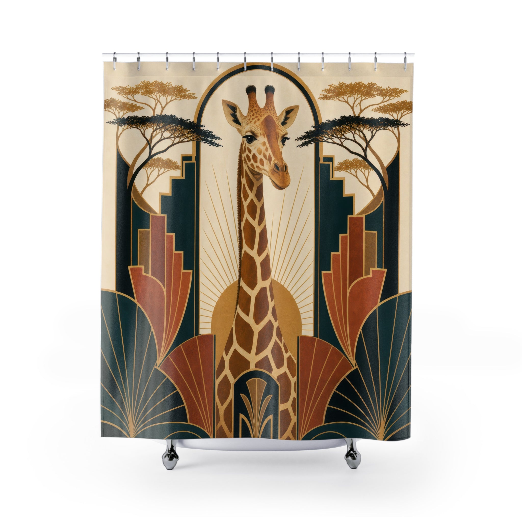 Art Deco Giraffe Shower Curtain