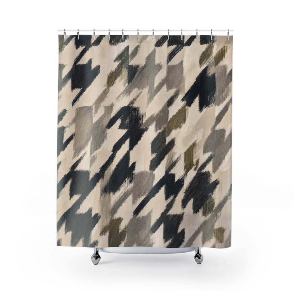 Painterly Houndstooth Shower Curtain