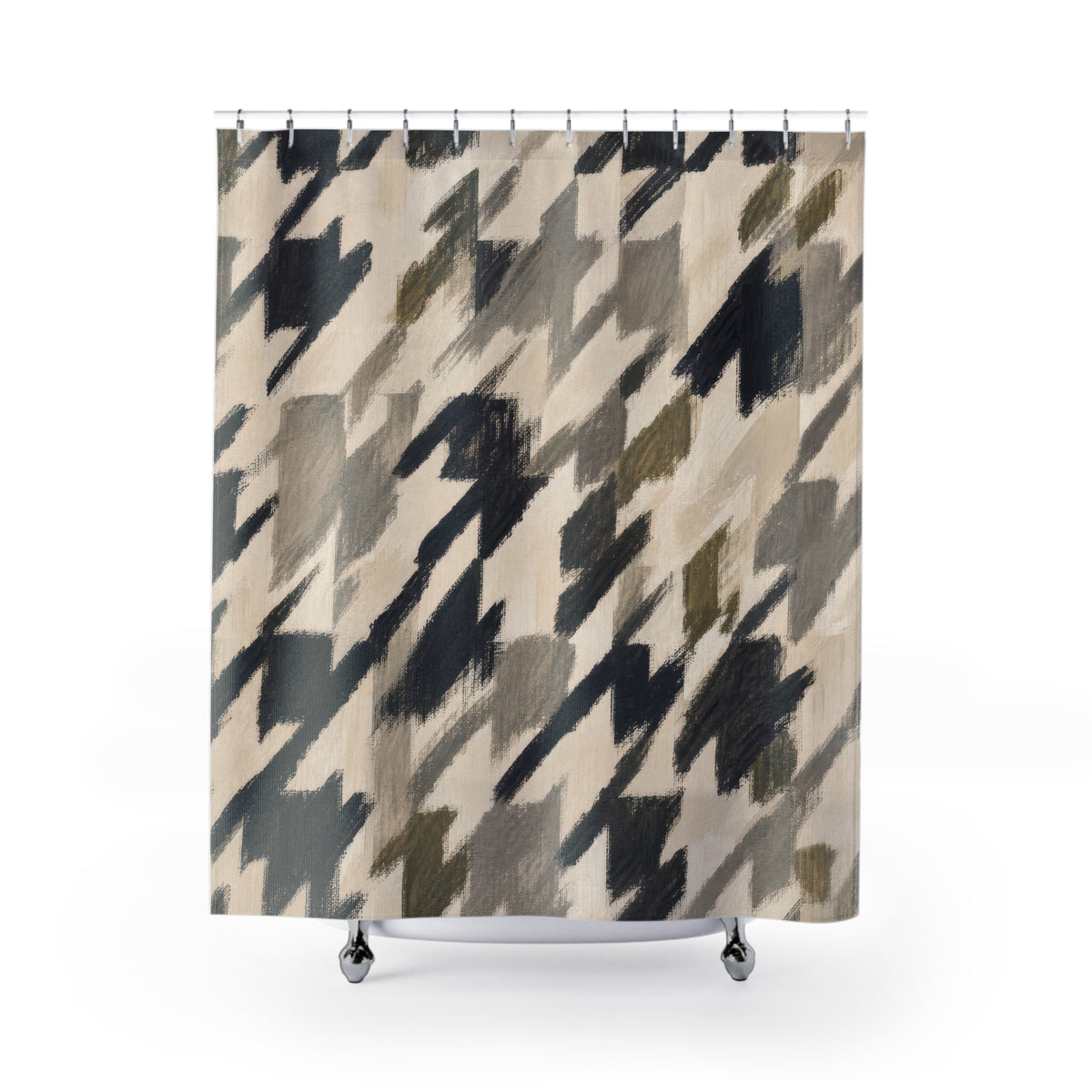 Painterly Houndstooth Shower Curtain