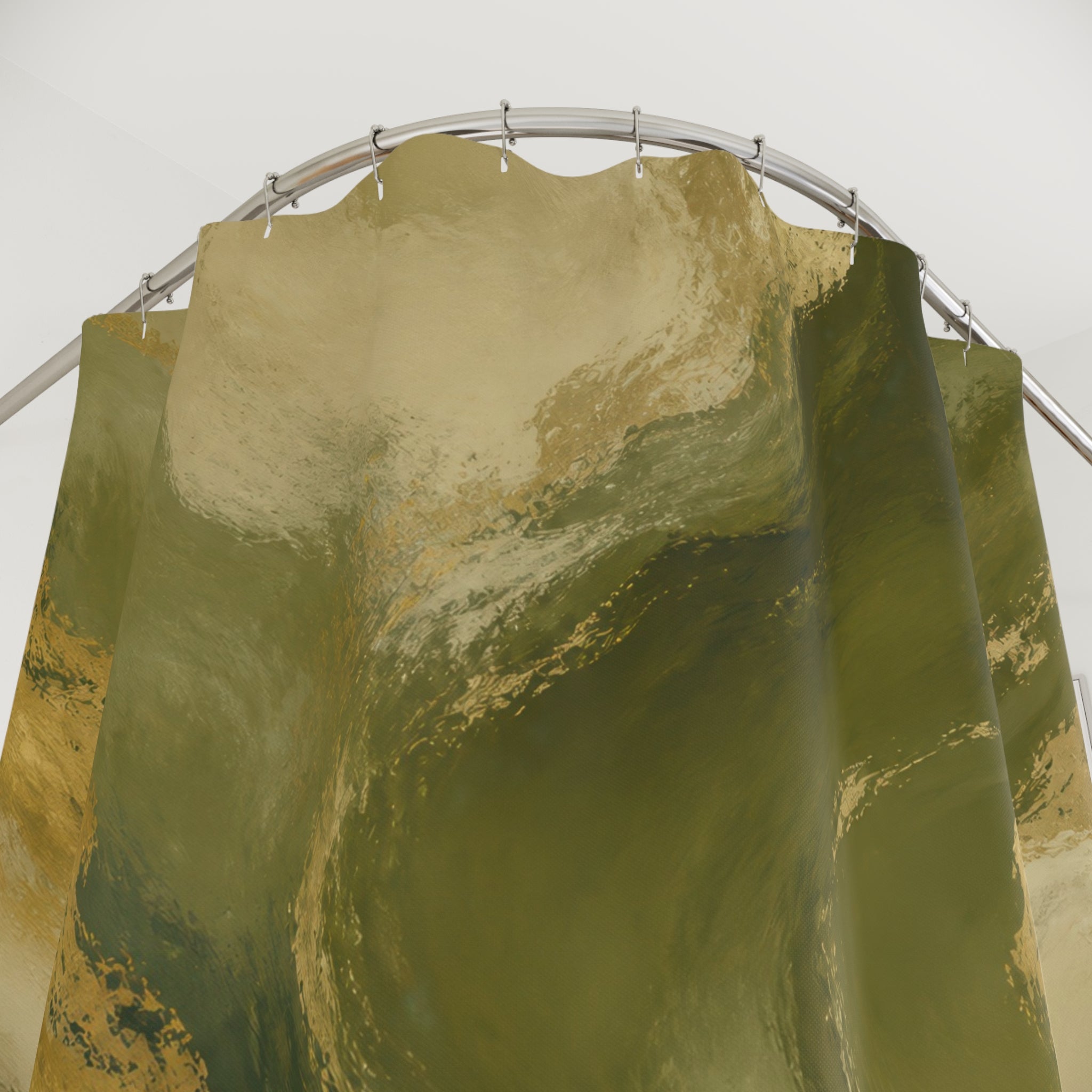 Olive River Current Abstract Shower Curtain