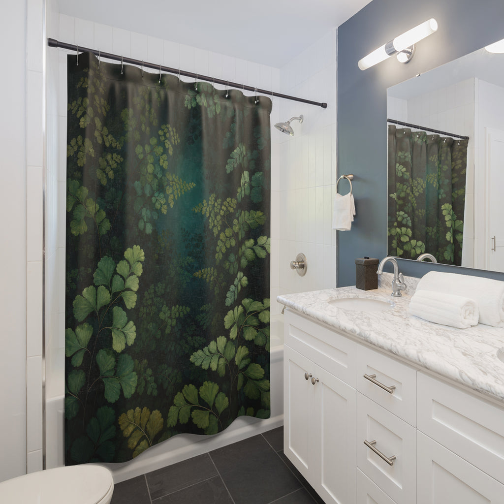 Emerald Maidenhair Fern Grotto Shower Curtain