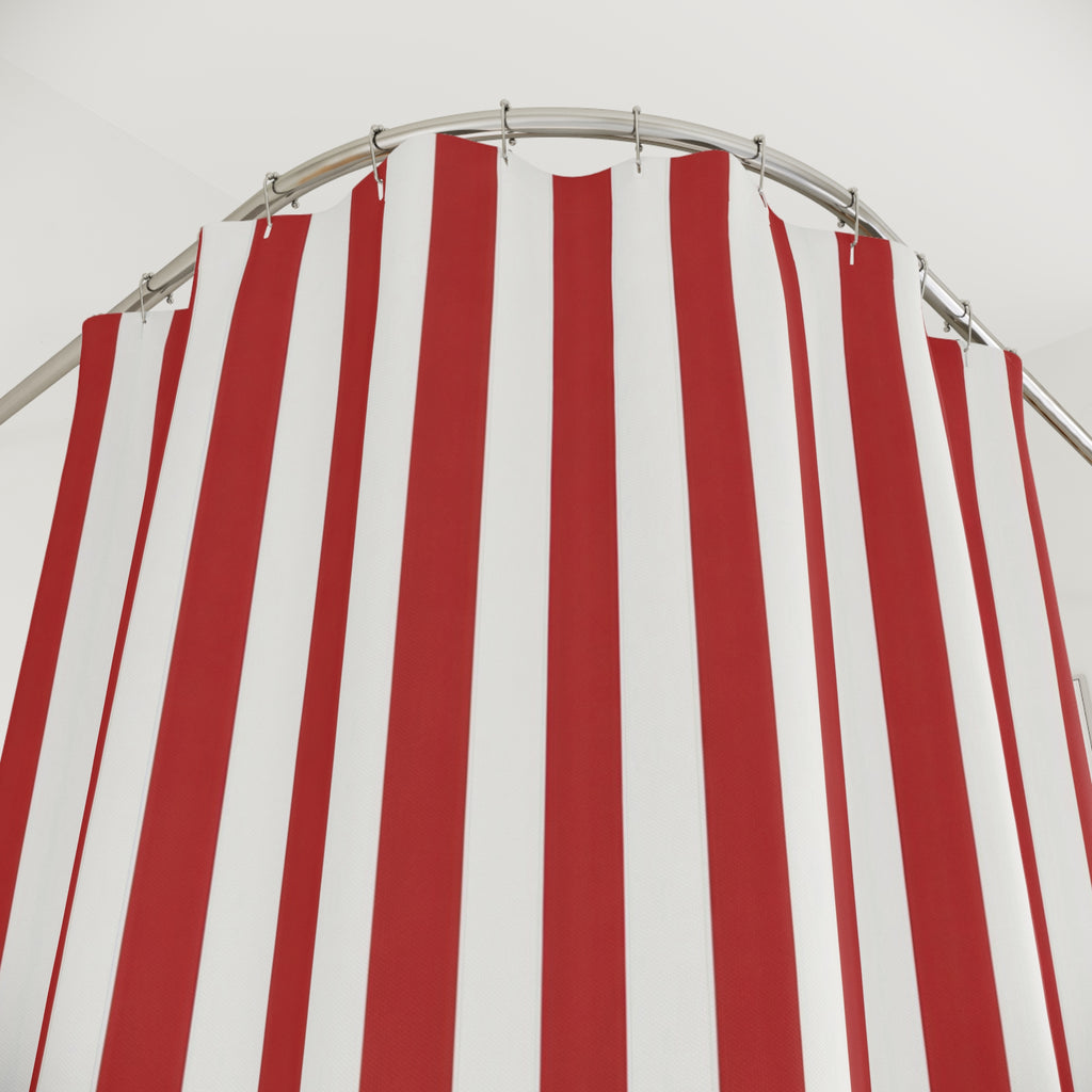 Red and White Striped Shower Curtain: Classic Vertical Stripe