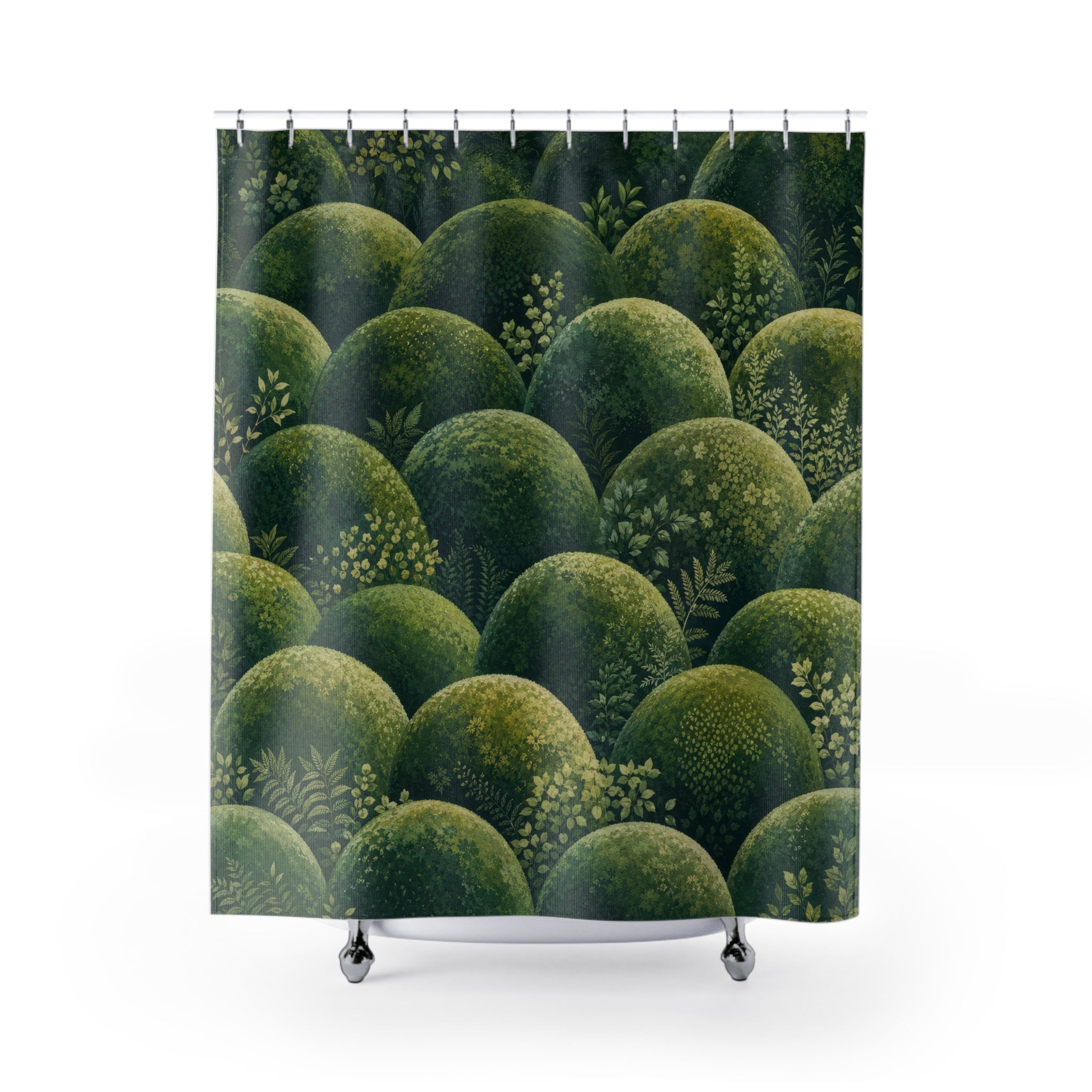 Green Scallop Topiary Shower Curtain