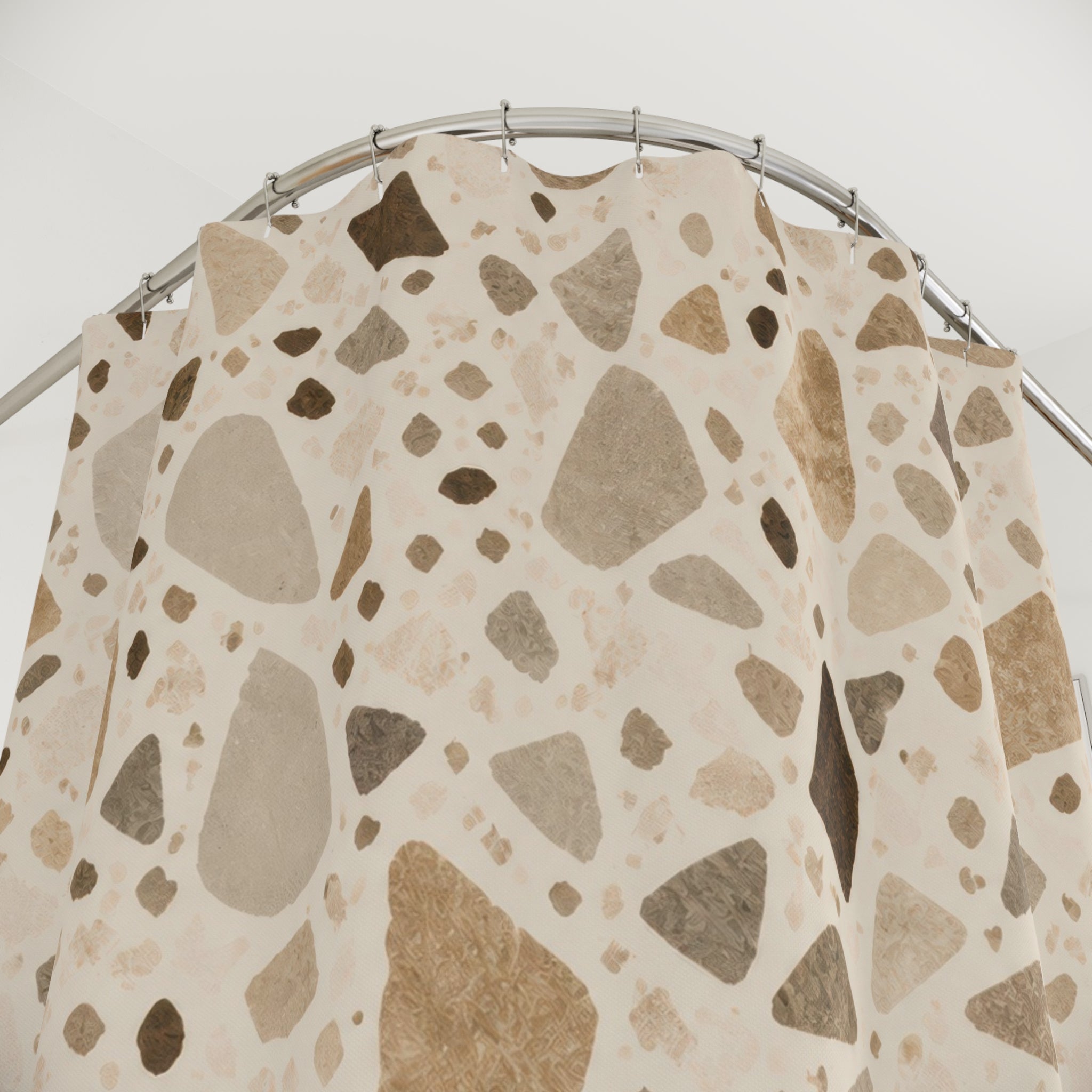 Beige Brown Stone Chip Shower Curtain
