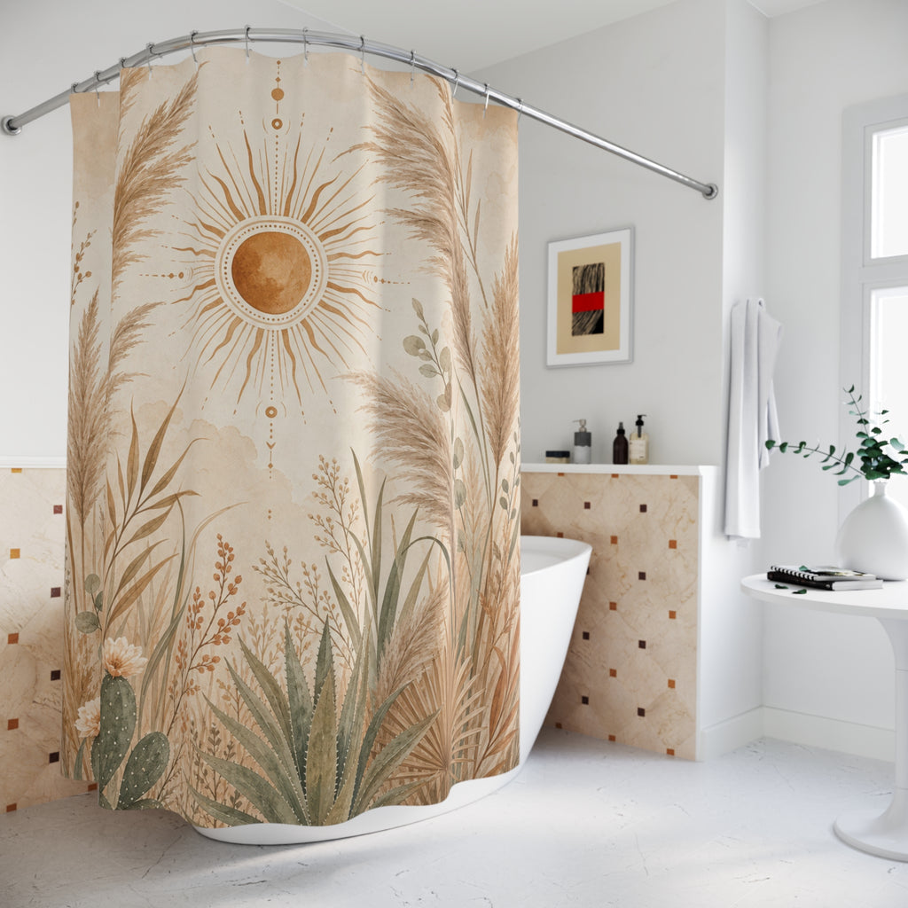 Neutral Boho Pampas Shower Curtain