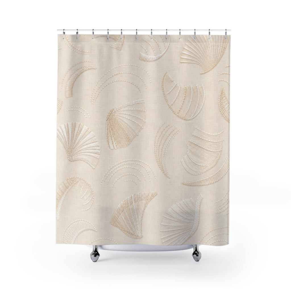 Beige Abstract Cream Shower Curtain