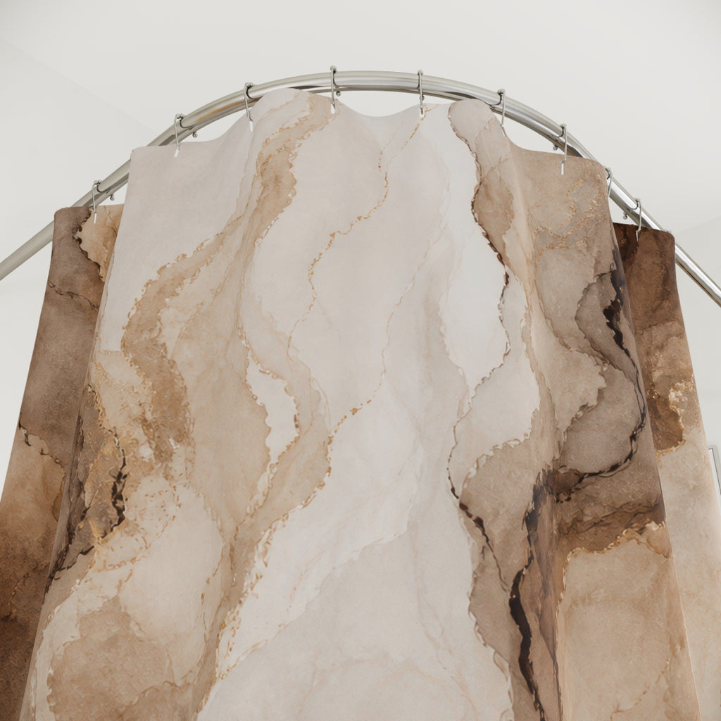 Brown Beige Abstract Stone Shower Curtain
