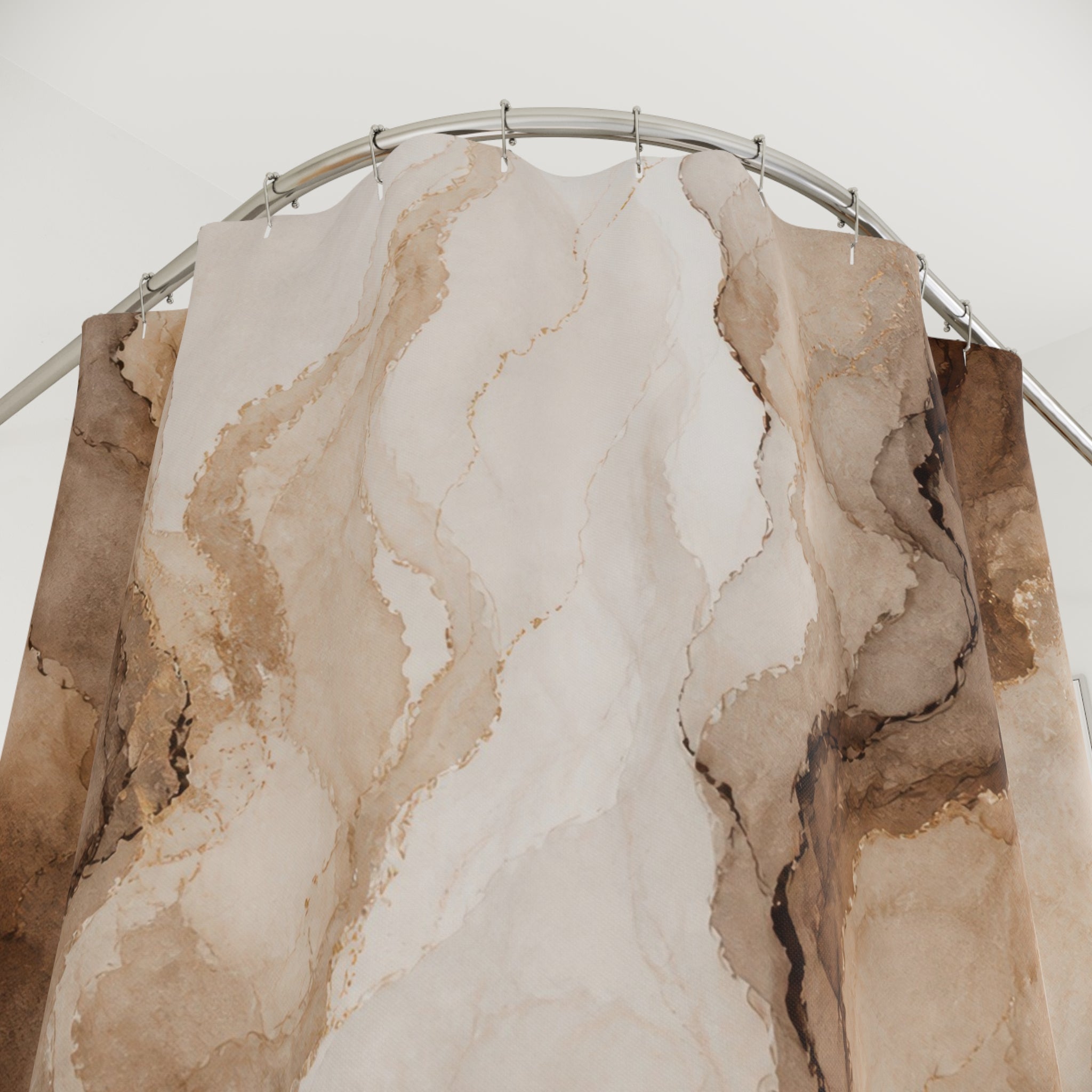 Brown Beige Abstract Stone Shower Curtain