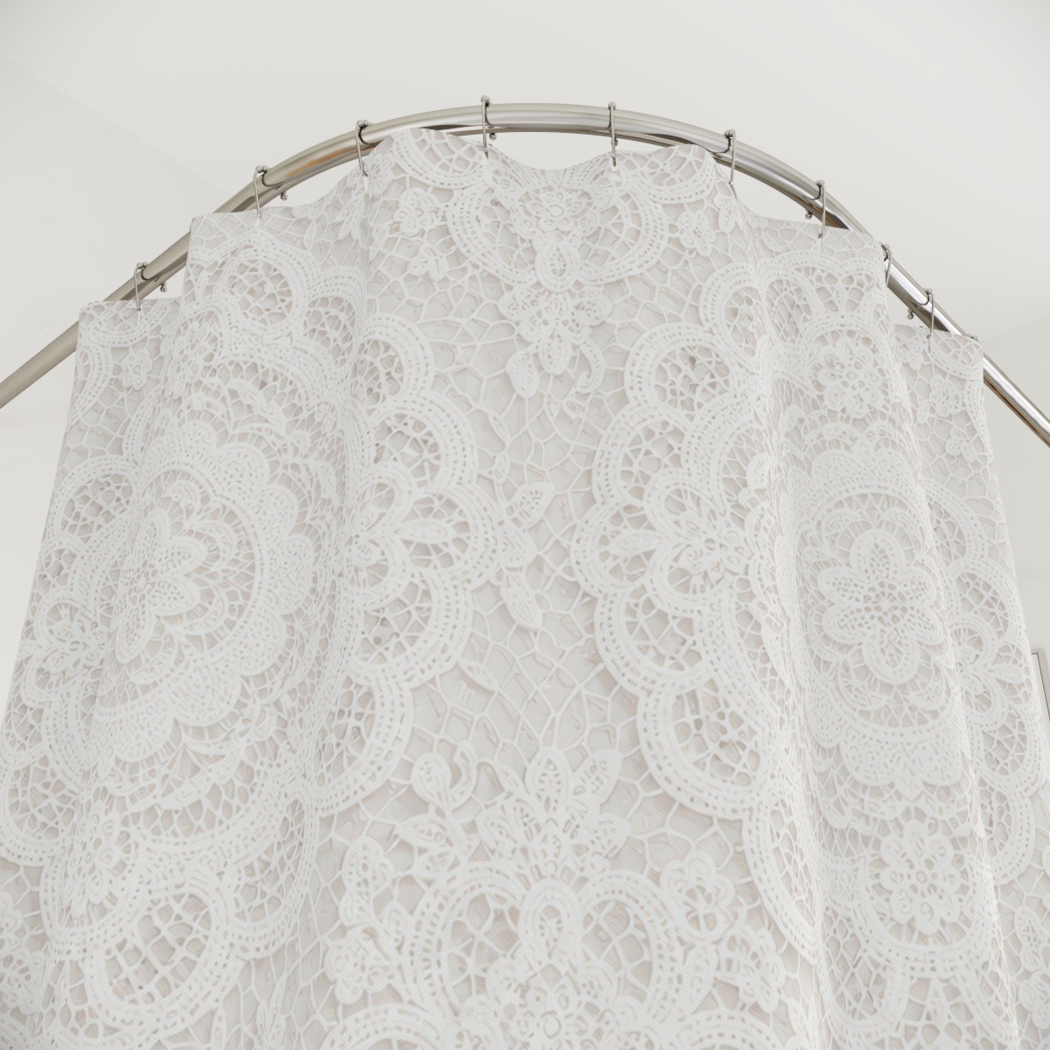 White Lace Look Medallion Shower Curtain