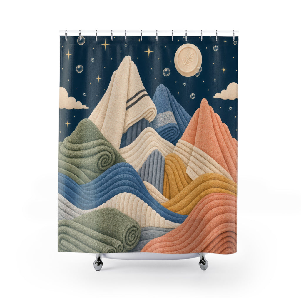 Folded Towel Landscape Shower Curtain