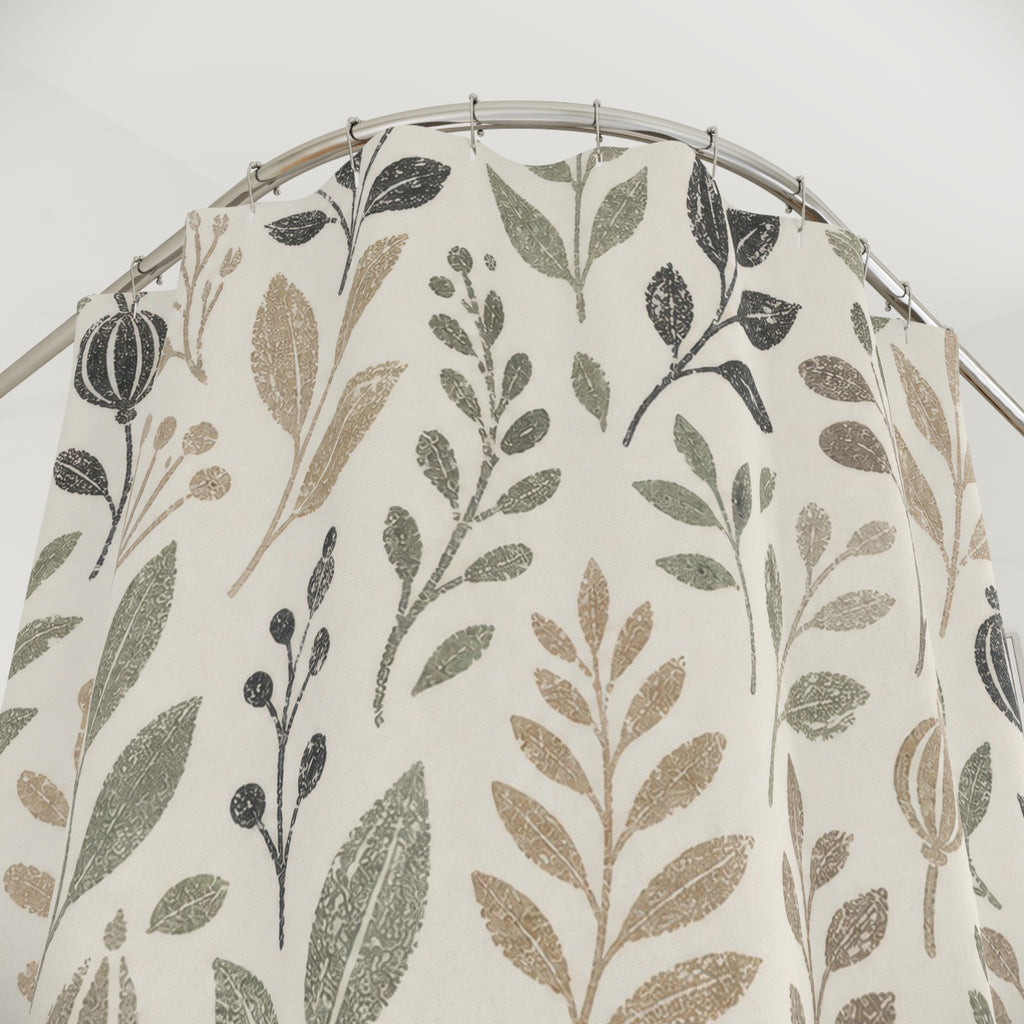 Sage Gray Leaf Vine Shower Curtain