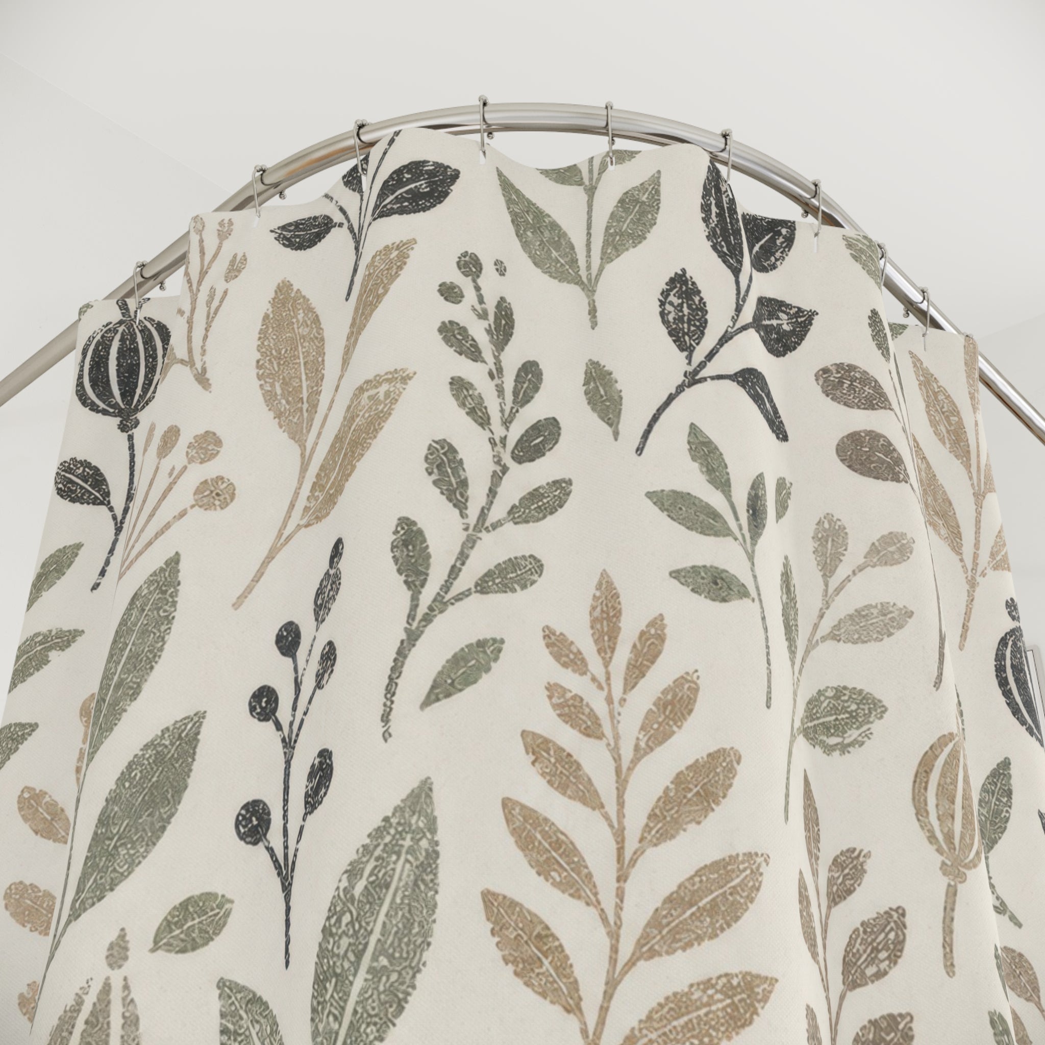 Sage Gray Leaf Vine Shower Curtain