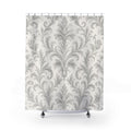 Grey White Damask Shower Curtain