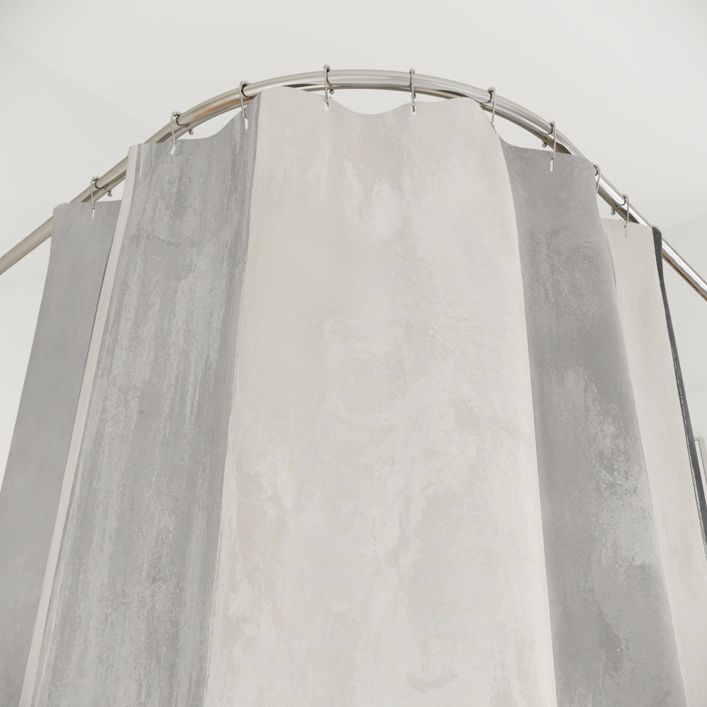 Grey White Vertical Stripe Shower Curtain