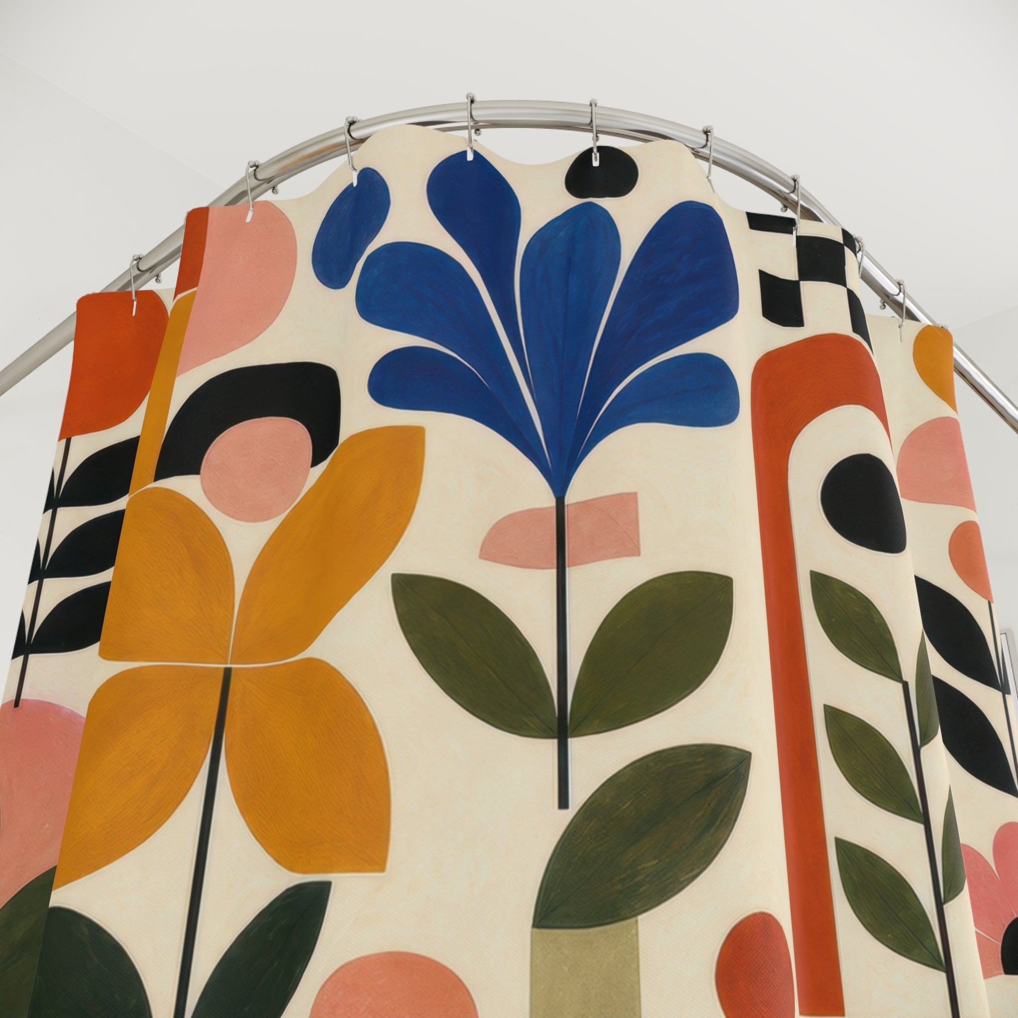 Retro Folk Art Floral Shower Curtain
