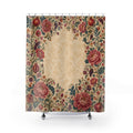 Boho Floral Border Pomegranate Shower Curtain