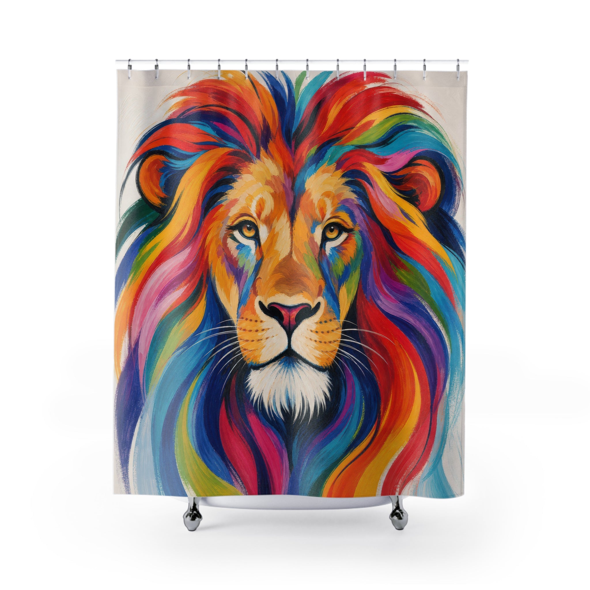 Rainbow Watercolor Animal Portrait Shower Curtain