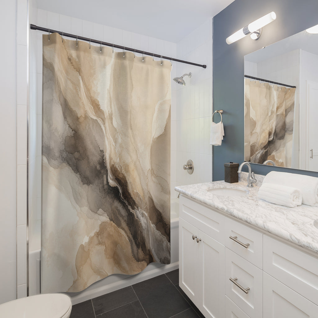 Neutral Mineral Watercolor Shower Curtain