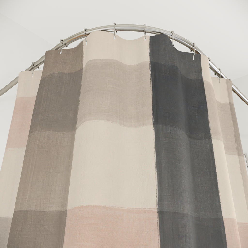 Black Beige Blush Check Shower Curtain