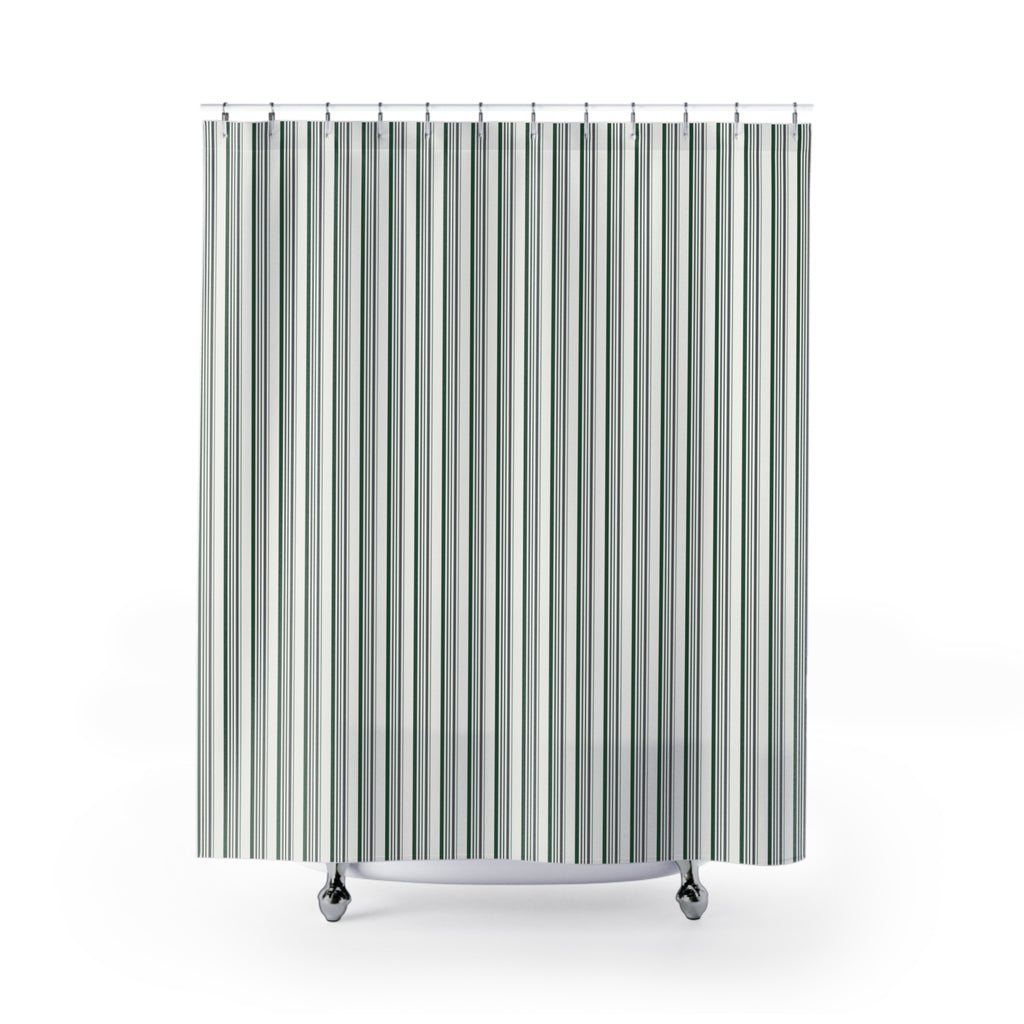 Green and Grey Stripe Shower Curtain – Sage