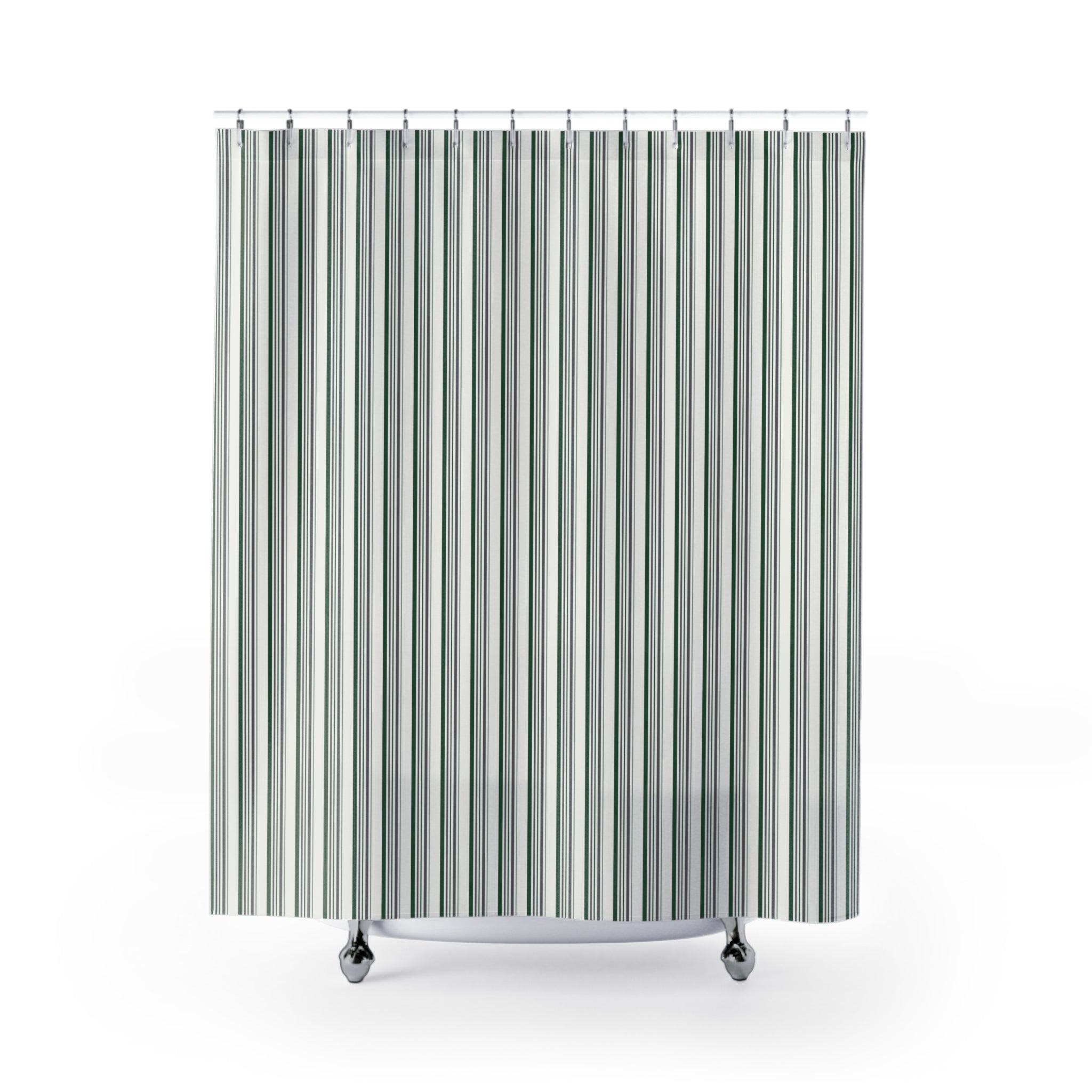 Green and Grey Stripe Shower Curtain – Sage