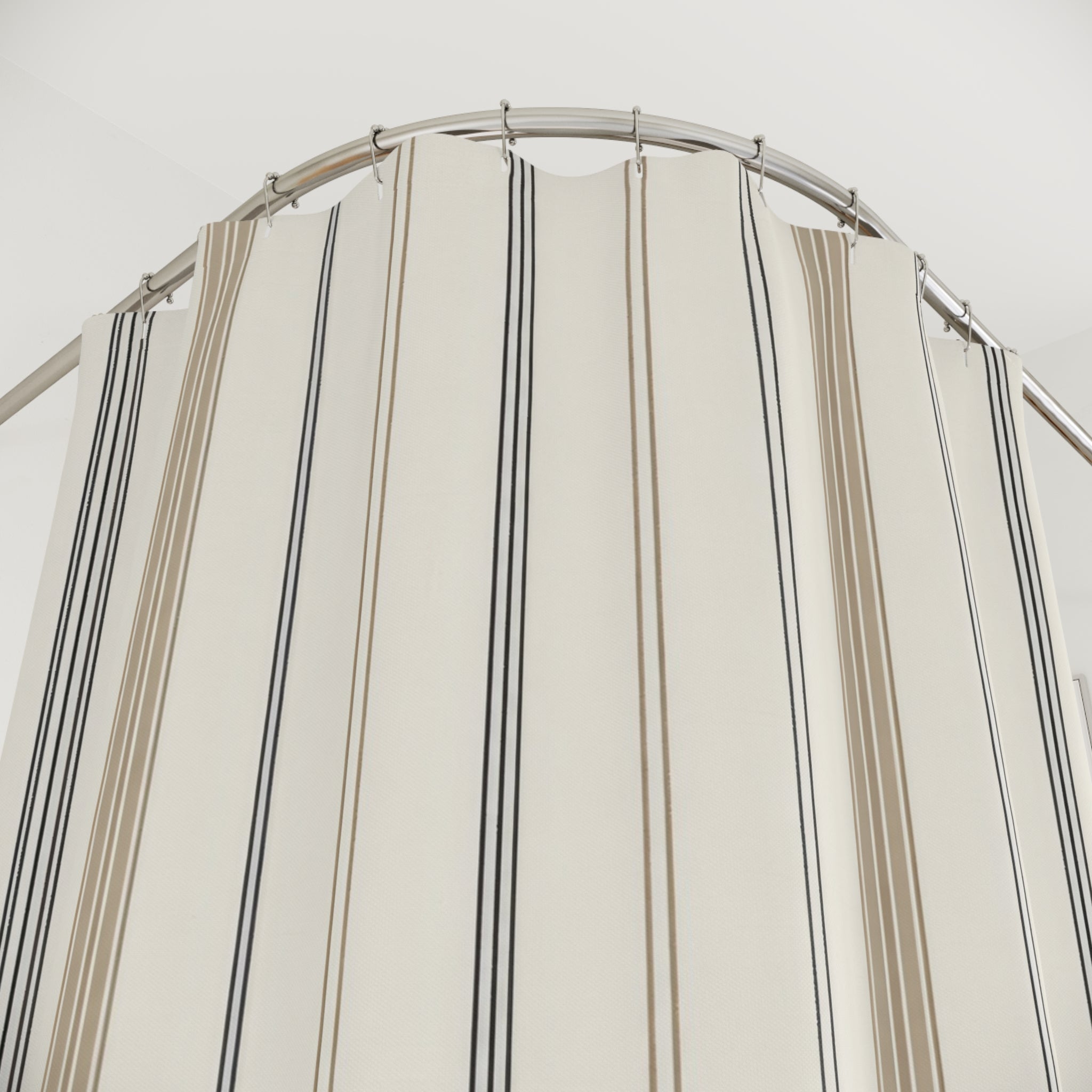 Grey Ticking Stripe Shower Curtain
