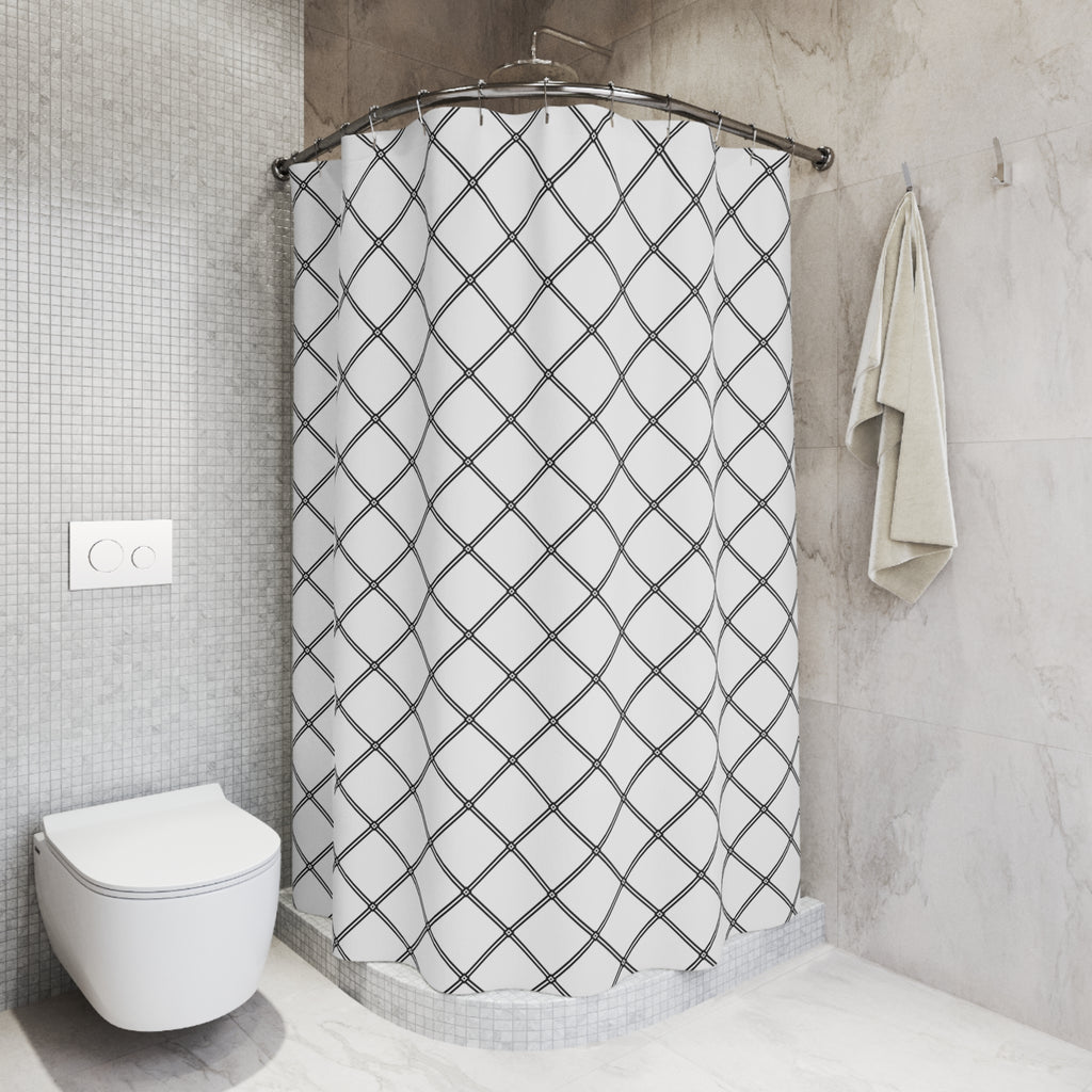 Black and White Diamond Lattice Shower Curtain