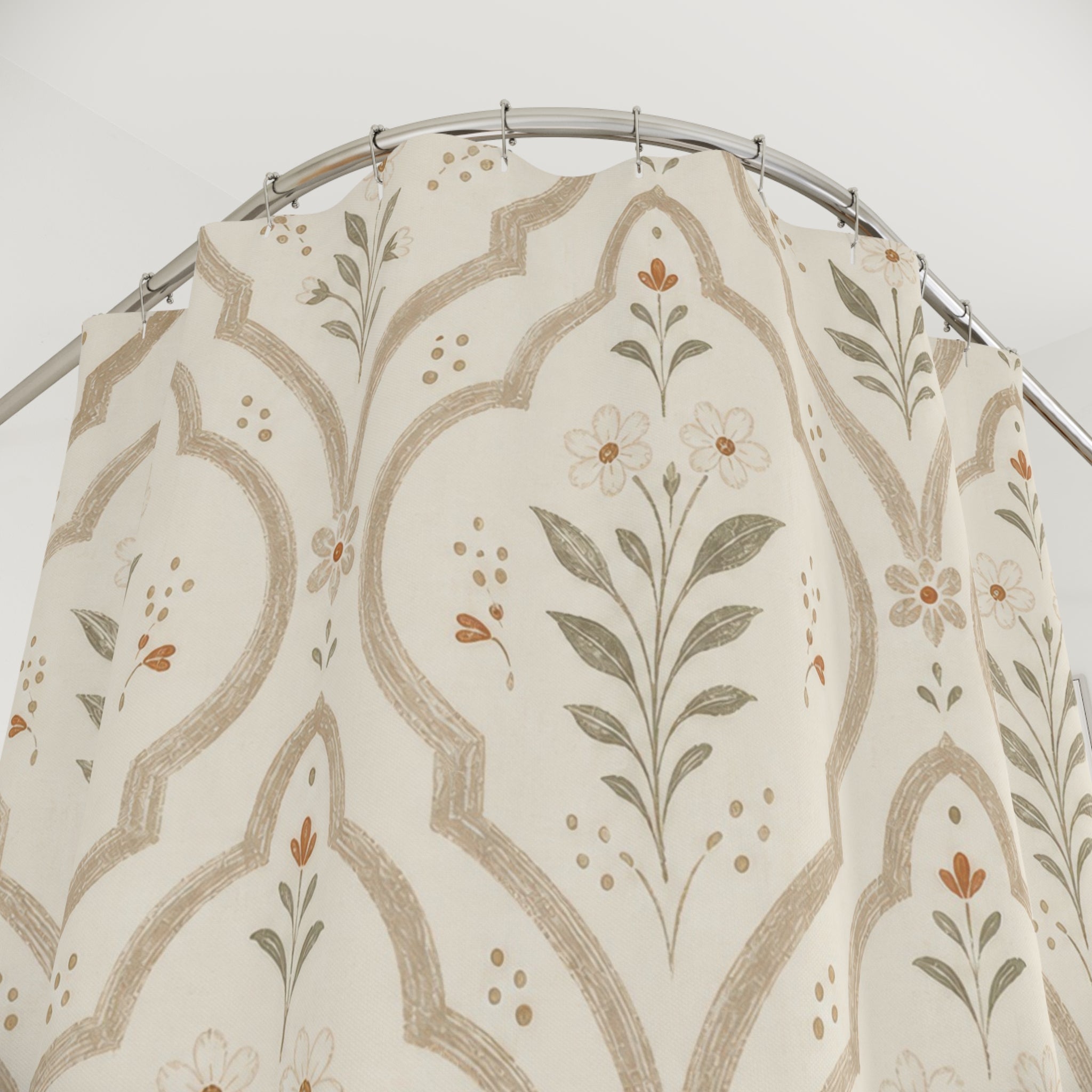 Soft Sage Botanical Trellis Shower Curtain